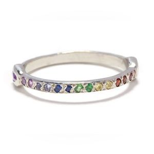 Elisa Solomon Platinum Tie Dye Sapphire Marquise Ring